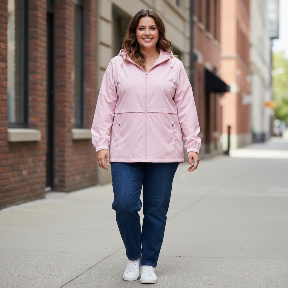 Weatherproof Womens Pink Hooded Windbreaker Jacket Mesh Lined XXL WPL11590